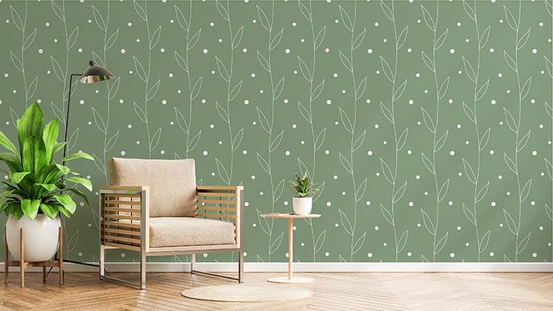 Hand Drawn Leaf Texture Wallpaper Mural shown in a room