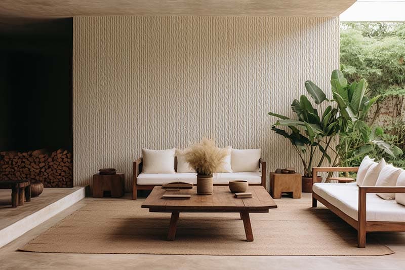 Textured Cream Color Wallpaper Mural shown in a room