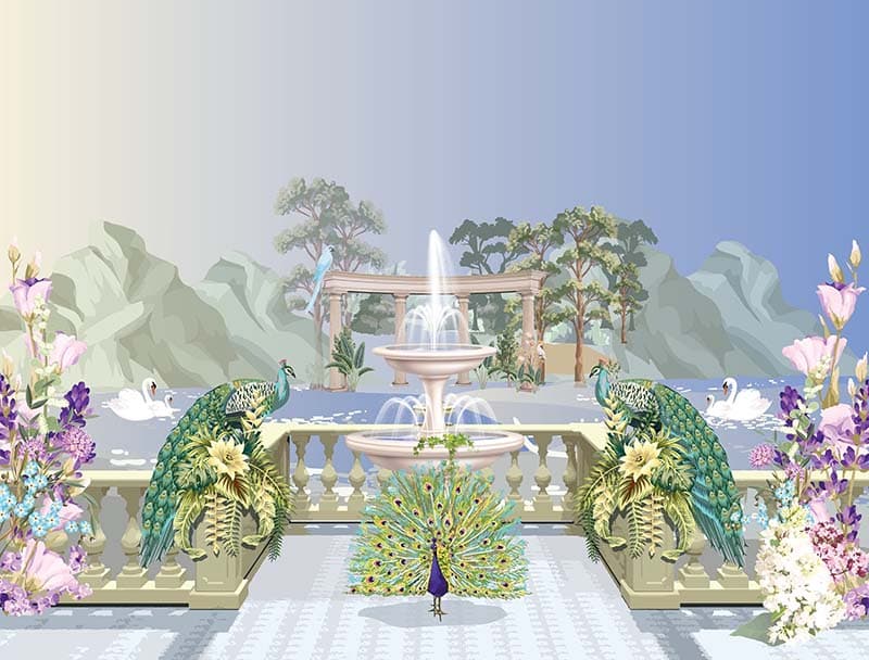 Greek Roman Garden Wallpaper Mural pattern detail