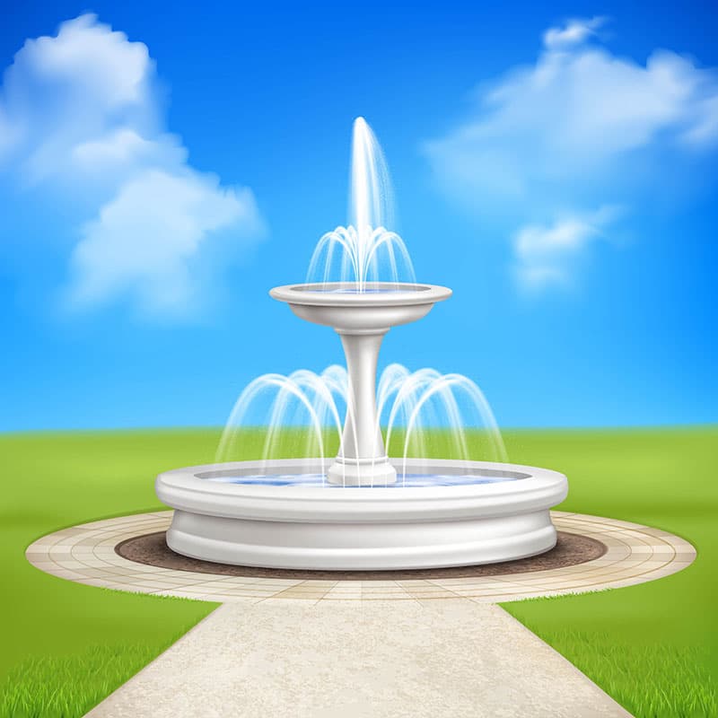 Realistic Fountain in Garden Wallpaper Mural pattern detail