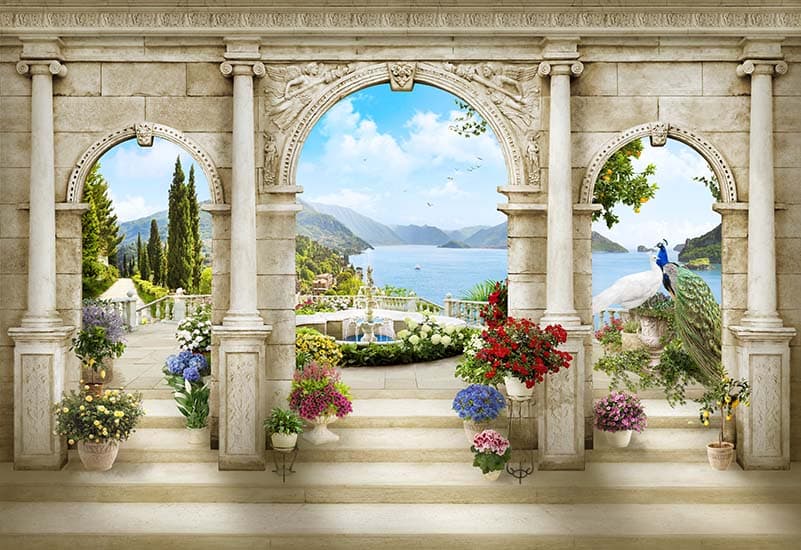 Royal Terrace Fountainscape Wallpaper Mural pattern detail