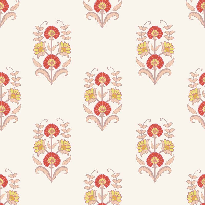 Botanical Blockwork Wallpaper Mural pattern detail