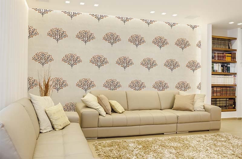 Garden Floral Etch Wallpaper Mural shown in a room