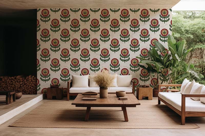 Heirloom Bloom Wallpaper Mural shown in a room