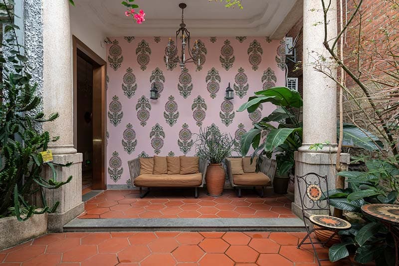 Petal Mosaic Wallpaper Mural shown in a room