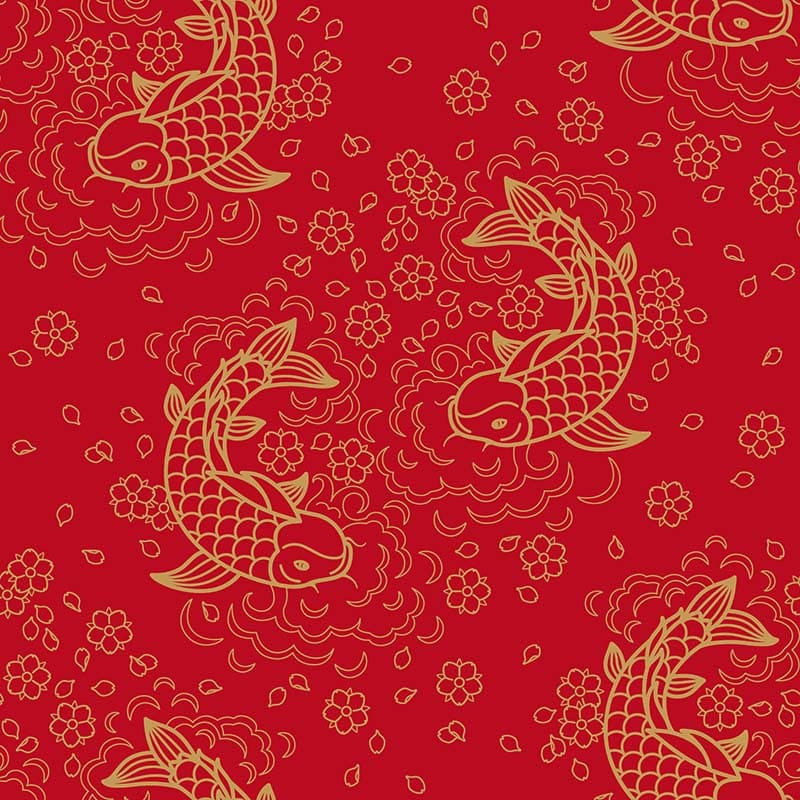 Elegant Chinese Style Koi Fish Wallpaper Mural pattern detail