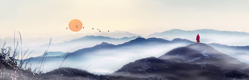 Sunrise Zen Landscape Wallpaper Mural pattern detail