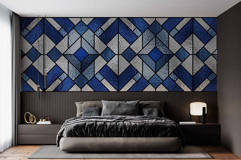 Decorative Glass Window Design Wallpaper Mural shown in a room
