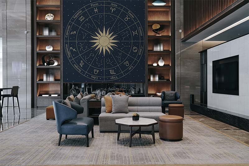 Astrological Ring Wallpaper Mural shown in a room