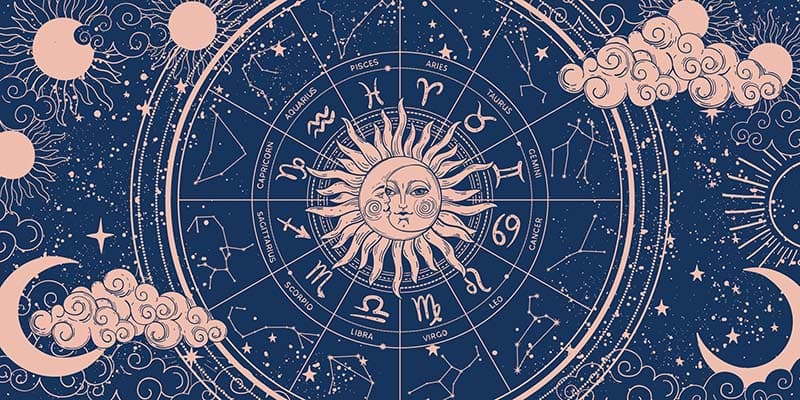 Mystical Moon and Sun Astrology Mural Wallpaper pattern detail