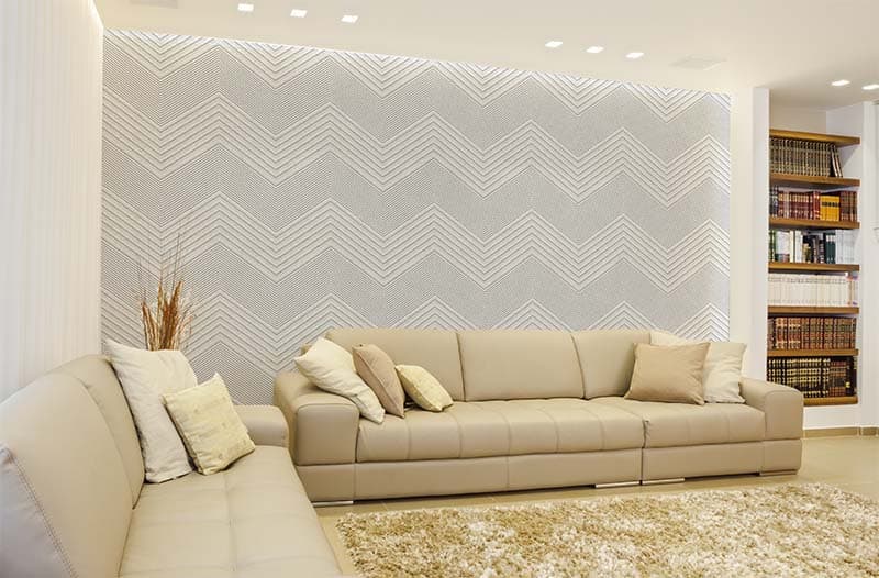 Chevron Pattern Stucco Wallpaper Mural shown in a room