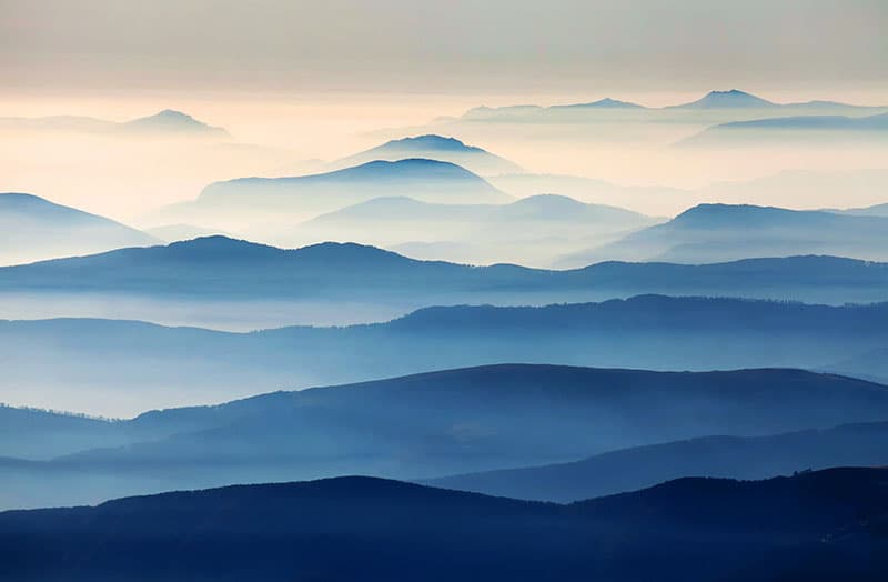 Romani, Foggy Romanian Landscape Wallpaper Mural pattern detail