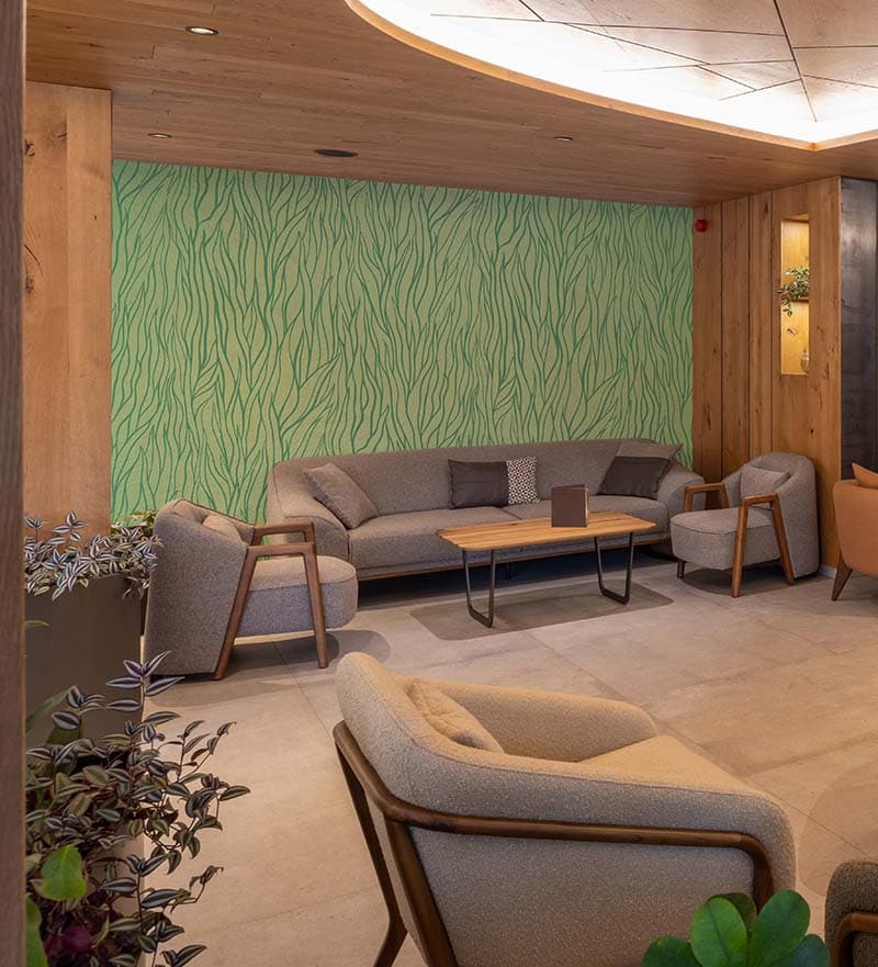 Mint Green Grass Pattern Wallpaper Mural shown in a room
