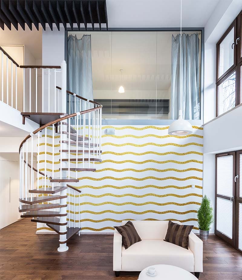 Majestic Golden Waves Wallpaper Mural shown in a room