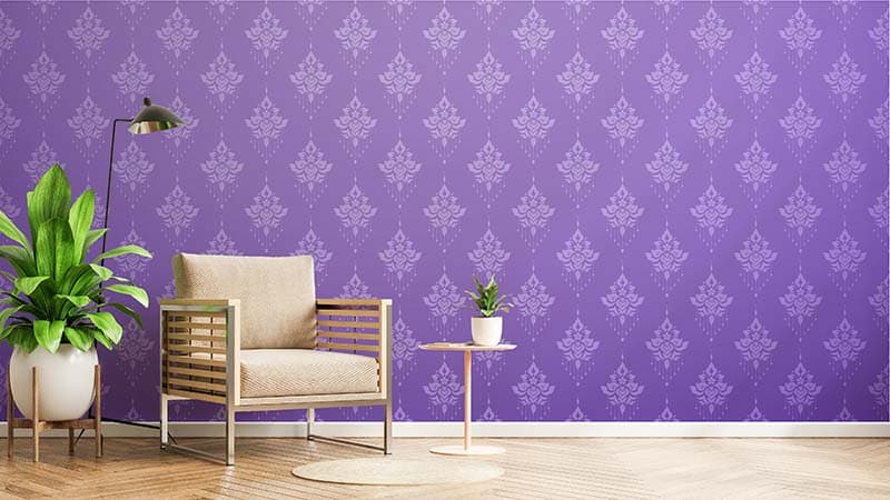 Lilac Royale Elegance Wallpaper Mural shown in a room