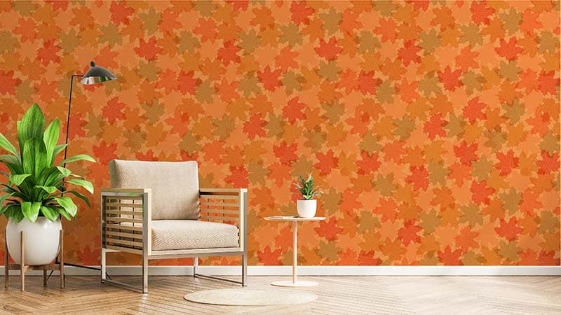 Rustic Elegance Maple Leaf Wallpaper Mural shown in a room