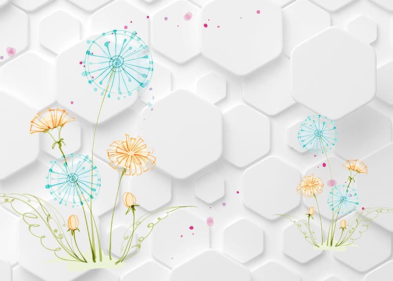 3D White Hive Wallpaper Mural pattern detail