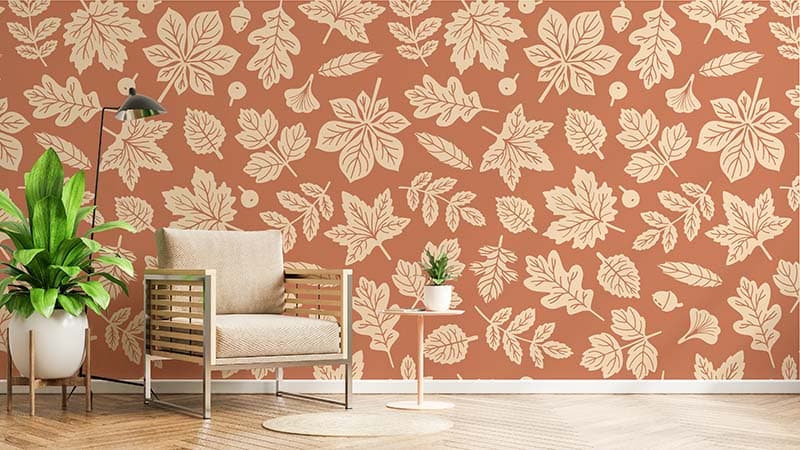 Rustling Maple Leaves Wallpaper Mural shown in a room
