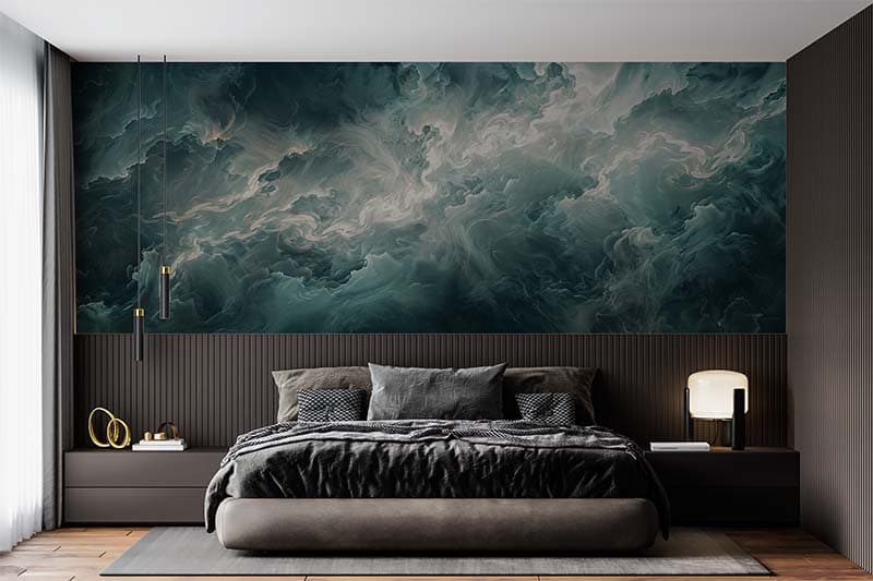 Abstract Heaven Mural Wallpaper shown in a room