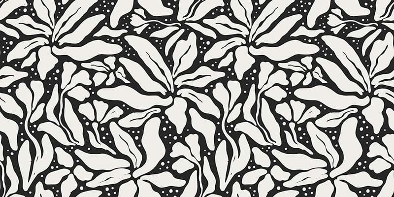 Black and White Floral Petals Wallpaper Mural pattern detail