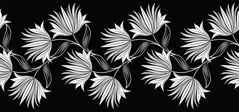 Black and White Floral Vine Wallpaper Mural pattern detail