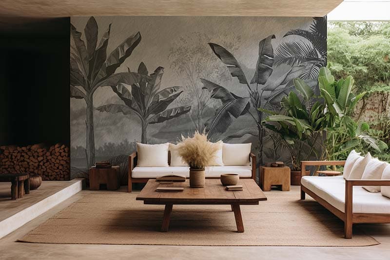 Twilight Tropics Wallpaper Mural shown in a room