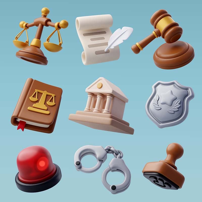 3D Law and Judgment Icons Wallpaper Mural pattern detail