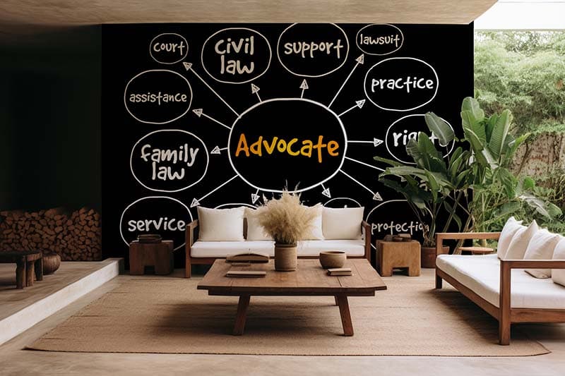The Advocate's Shield Wallpaper Mural shown in a room