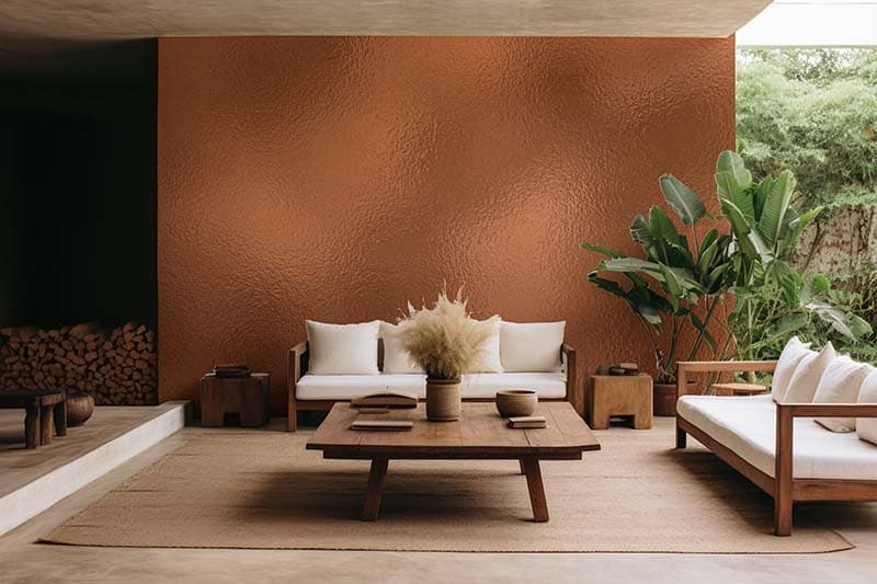 Copper Foil Texture Wallpaper Mural shown in a room