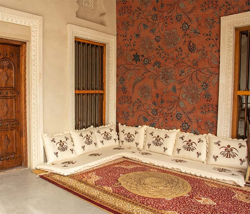 Indian Flower Chintz Wallpaper Mural shown in a room