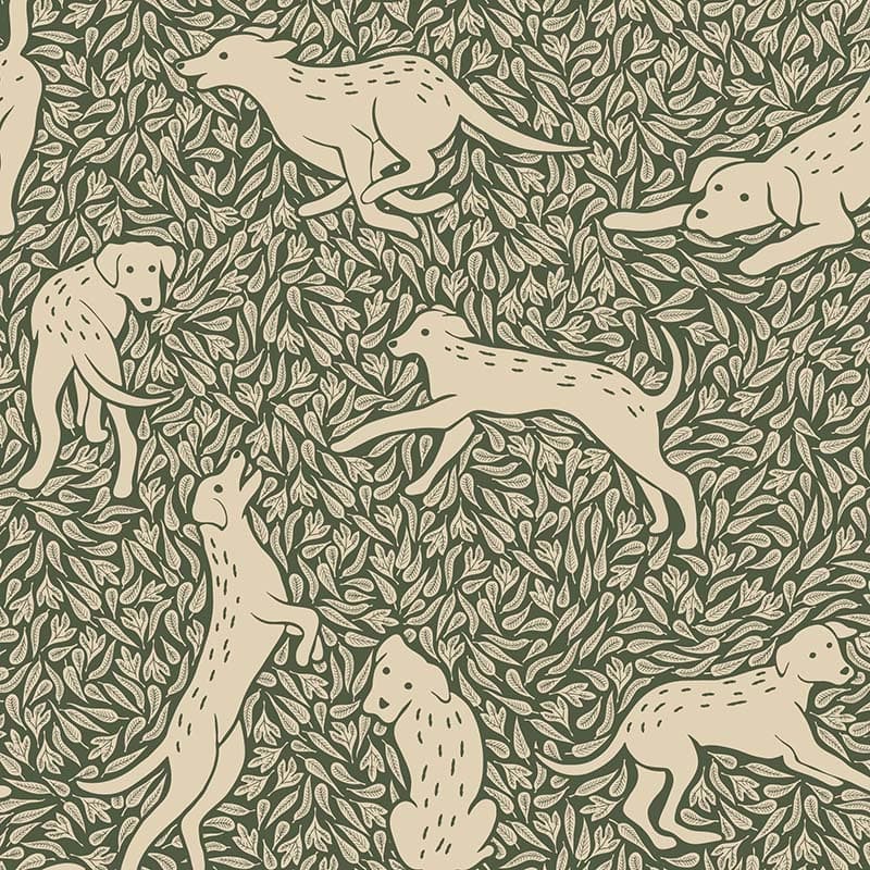 Forest Dog Pattern Wallpaper Mural pattern detail
