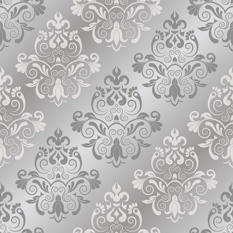 Silver Damask Kitchen Wallpaper Mural pattern detail
