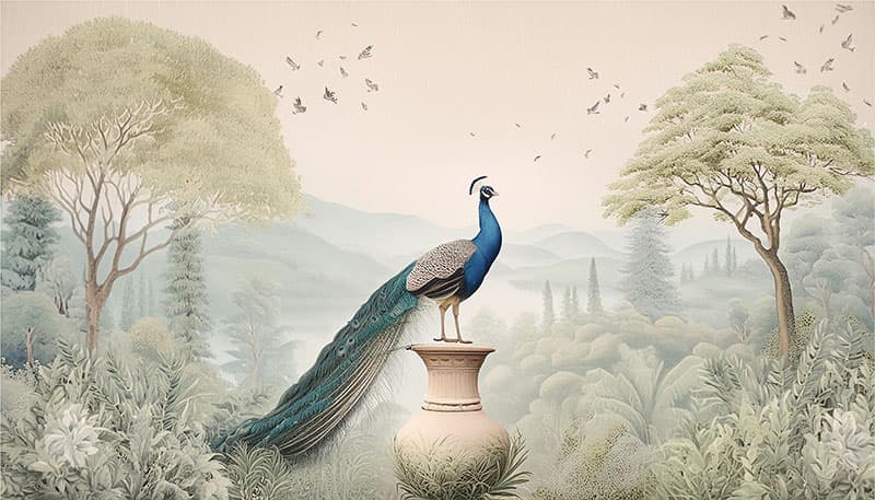 Peacock’s Enchanted Forest Wallpaper Mural pattern detail