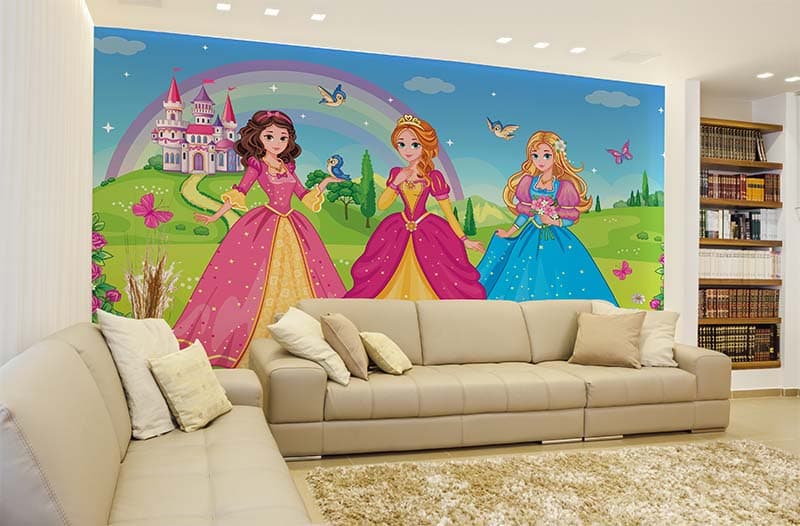 Beautiful Elf Princesses Wallpaper Mural shown in a room