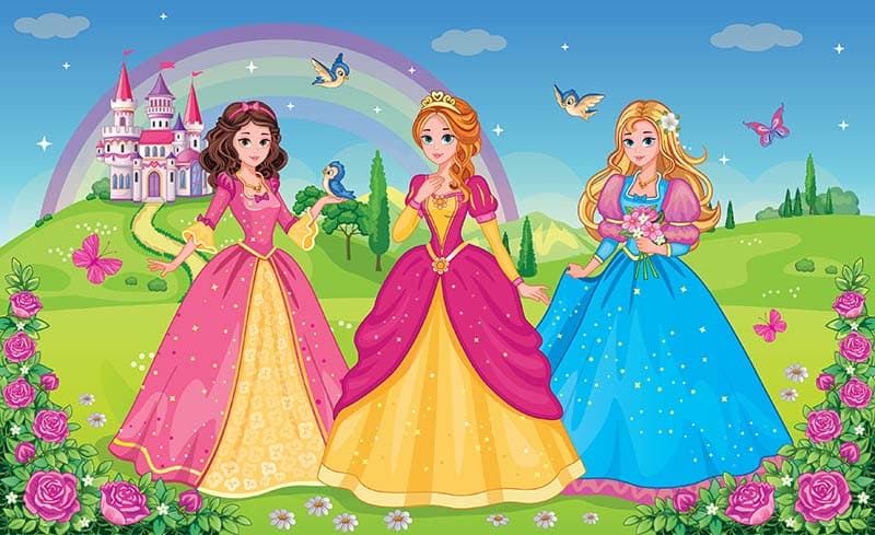 Beautiful Elf Princesses Wallpaper Mural pattern detail