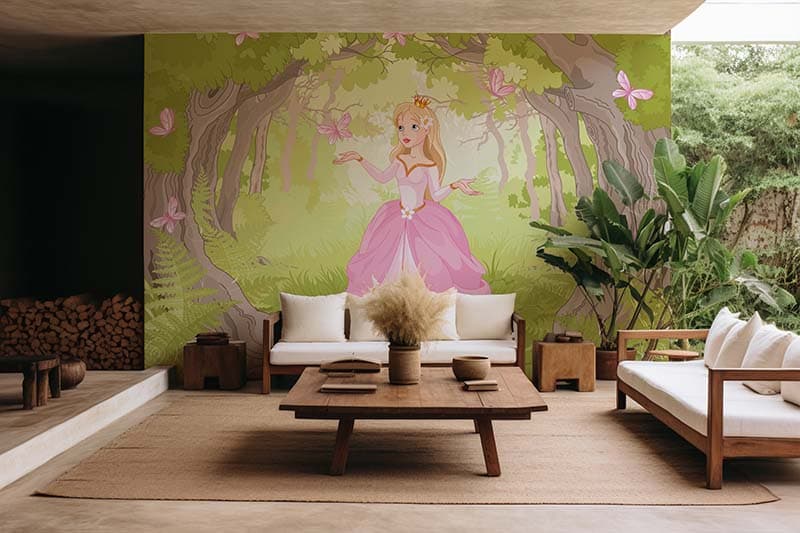 Fairy Tale Haven Princess Wallpaper Mural shown in a room