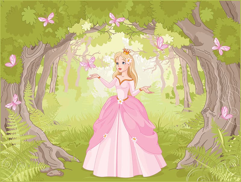 Fairy Tale Haven Princess Wallpaper Mural pattern detail