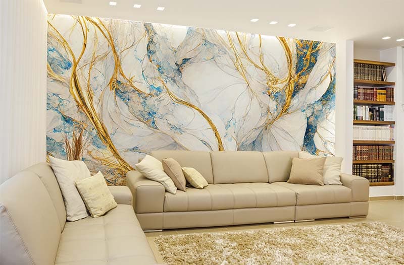 Abstract Luxury Marble Wallpaper Mural shown in a room