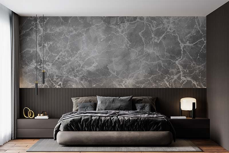 Grey Granite Marble Texture Wallpaper Mural shown in a room