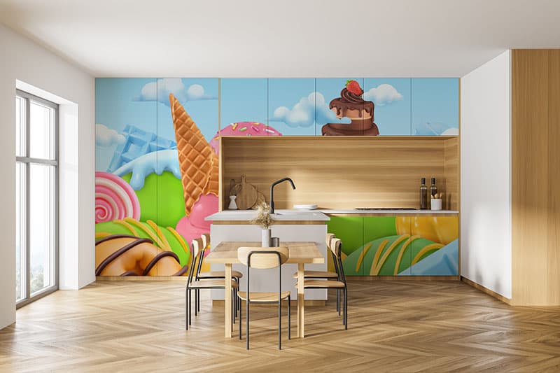 Creamy Wonderland Wallpaper Mural shown in a room