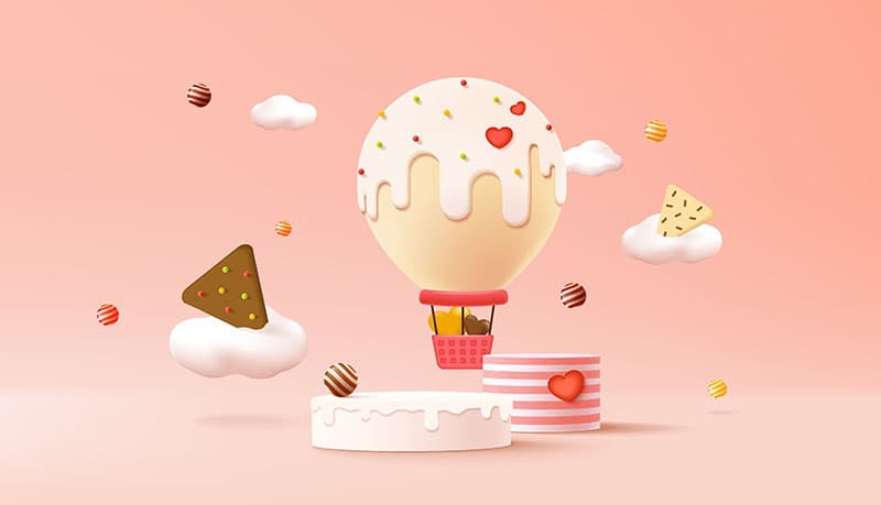 Ice Cream Hot Air Balloon Wallpaper Mural pattern detail