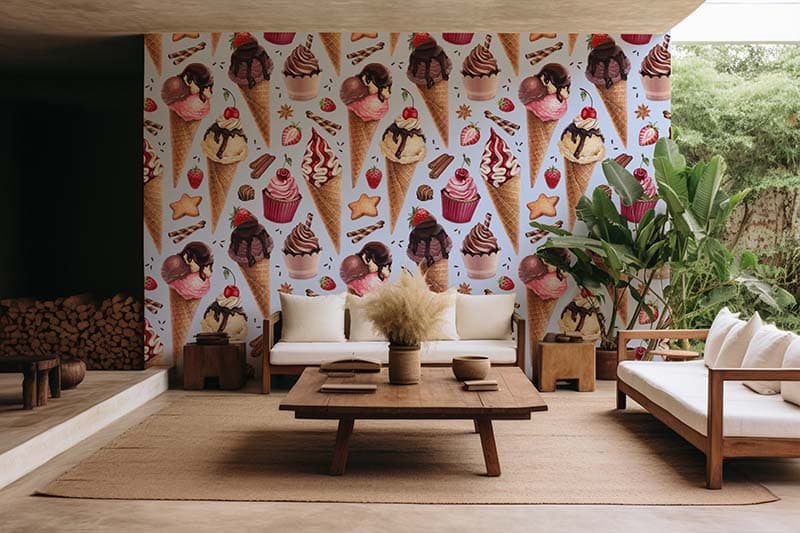 Scoop of Joy Ice Cream Wallpaper Mural shown in a room