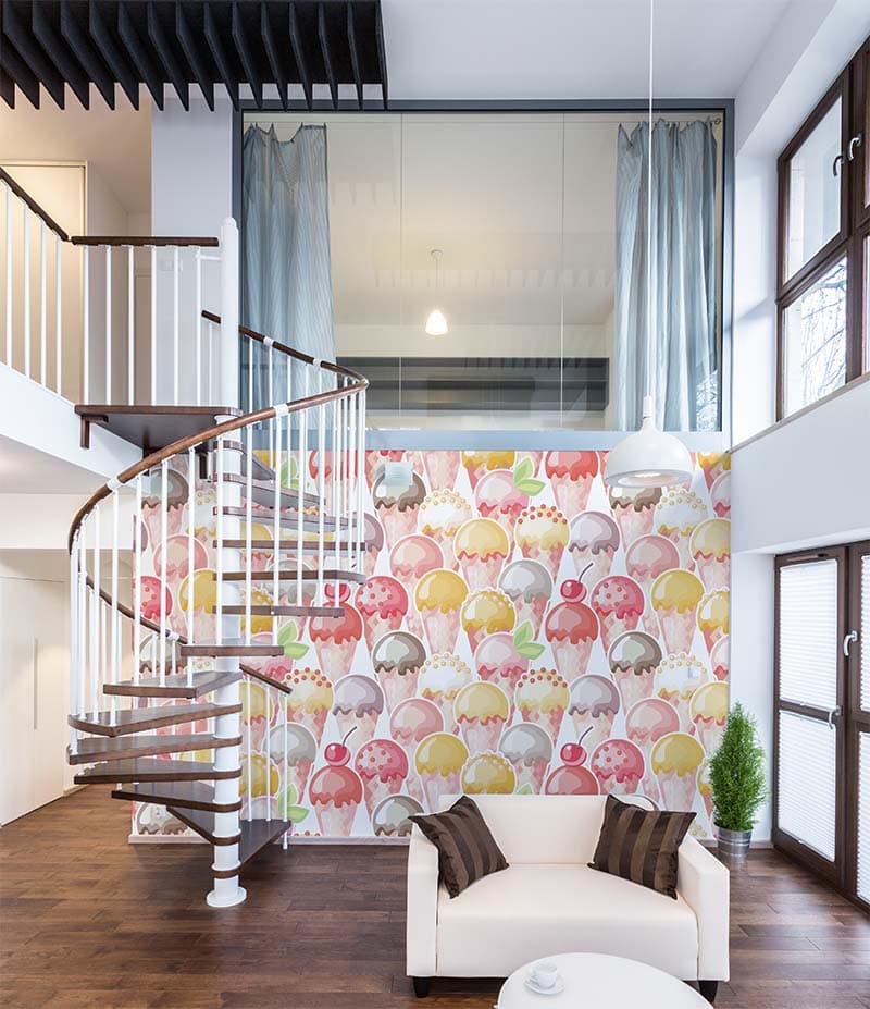 Sweet Scoops Delight Ice Cream Wallpaper Mural shown in a room