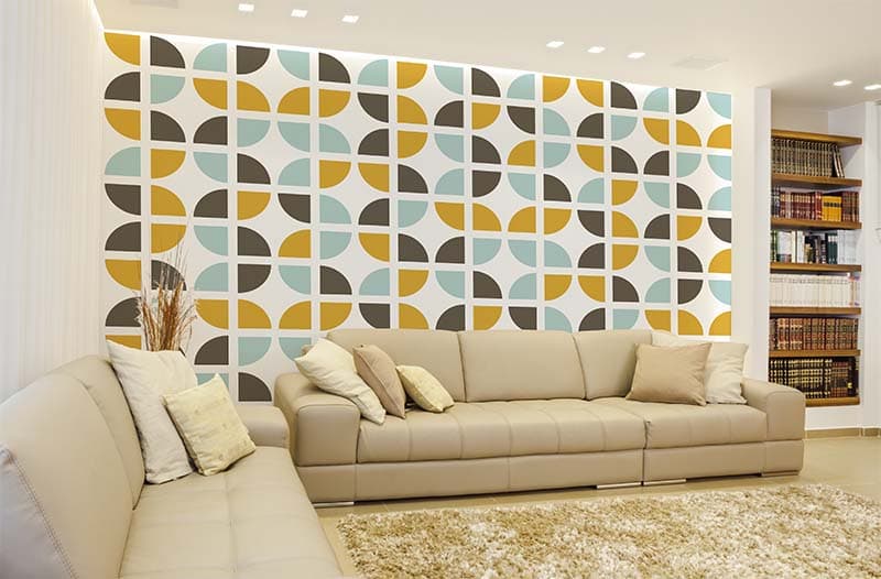 Mid-Century Modern Style Wallpaper Mural shown in a room
