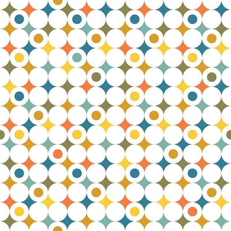 Retro Stars and Circles Pattern Wallpaper Mural pattern detail
