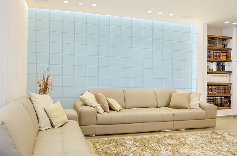 Beautiful Blue Tile Design Wallpaper Mural shown in a room