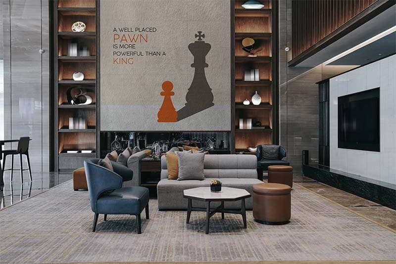 Chess Inspirational Quote Wallpaper Mural shown in a room