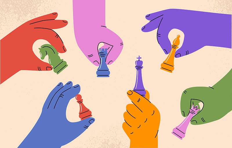 People Playing Chess Wallpaper Mural pattern detail