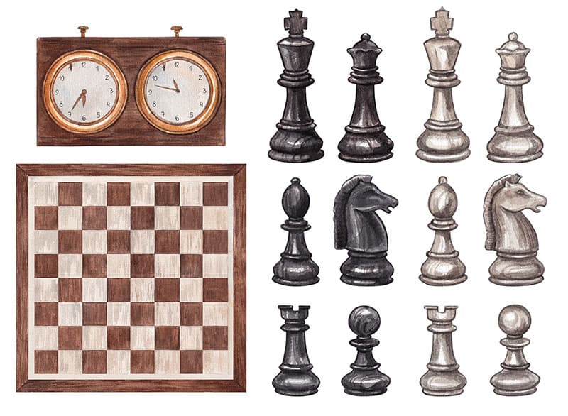 Watercolor Chess Wallpaper Mural pattern detail