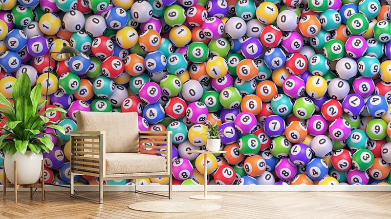 Bingo Balls Wallpaper Mural shown in a room